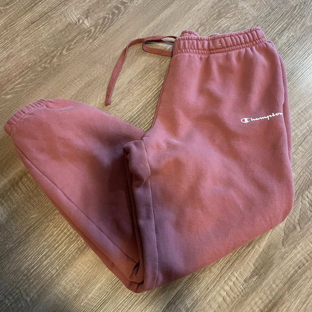 Champion Mens Sweatpants Medium Sandalwood Pink Red Cotton Blend Joggers Y821